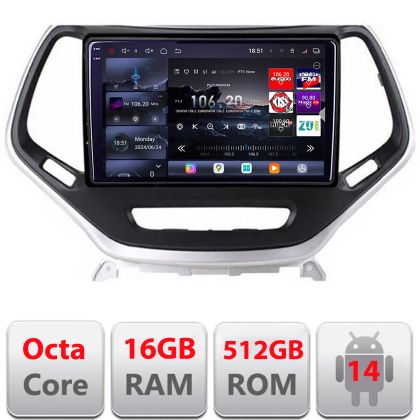 Navigatie Jeep Cherokee 2014-2019 Lenovo Kit-248 8 core QLED 2K 16+512 360 Android Waze USB Navigatie Internet Youtube Radio
