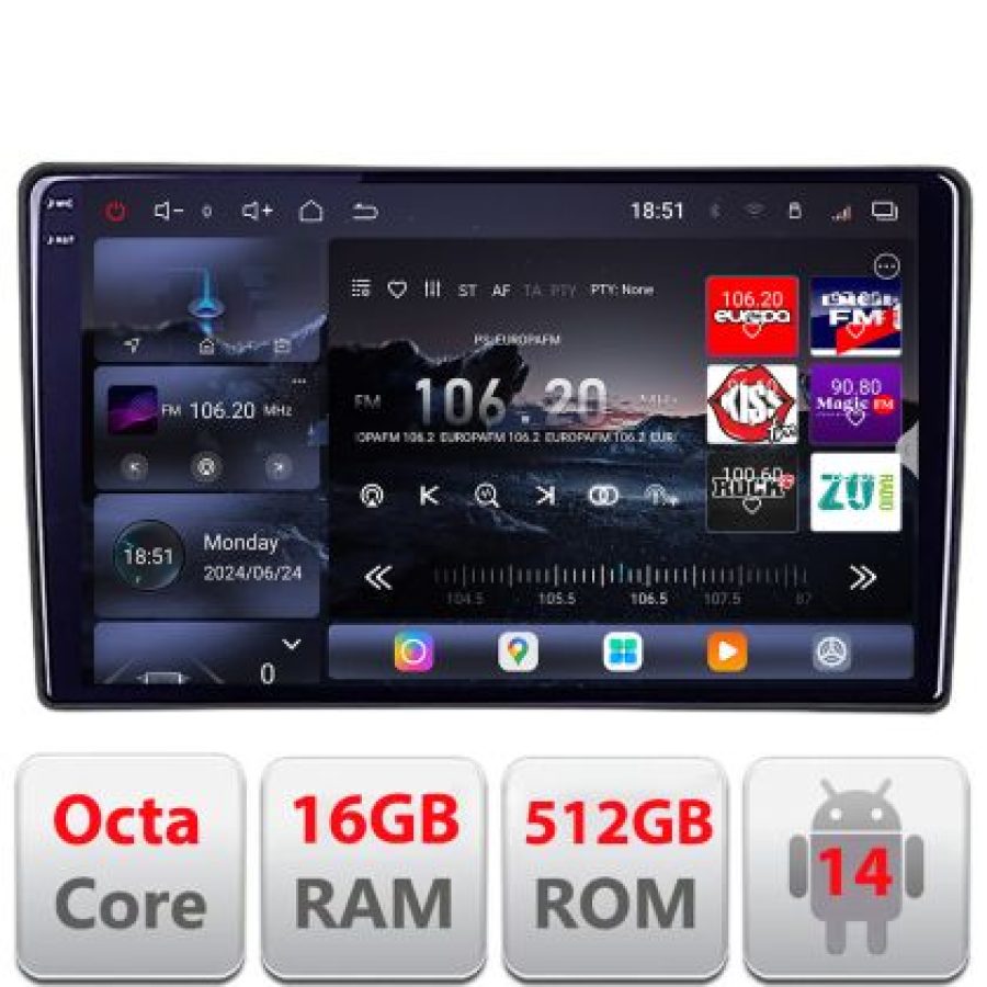 Navigatie universala 2din-2 8 core QLED 2K 16+512 360 Android Waze USB Navigatie Internet Youtube Radio Lenovo