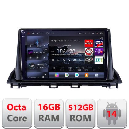 Navigatie Mazda 3 2014-2019 Lenovo Kit-463 8 core QLED 2K 16+512 360 Android Waze USB Navigatie Internet Youtube Radio
