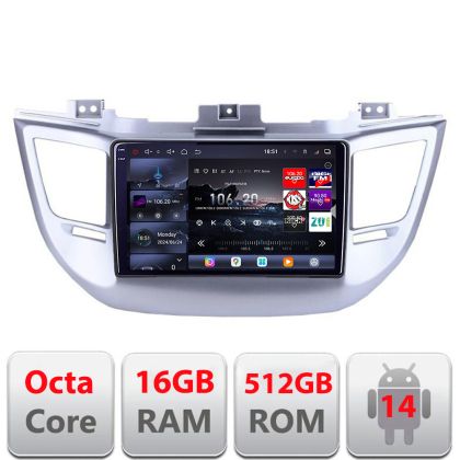 Navigatie Hyundai Tucson 2015-2019 Lenovo Kit-546 8 core QLED 2K 16+512 360 Android Waze USB Navigatie Internet Youtube Radio