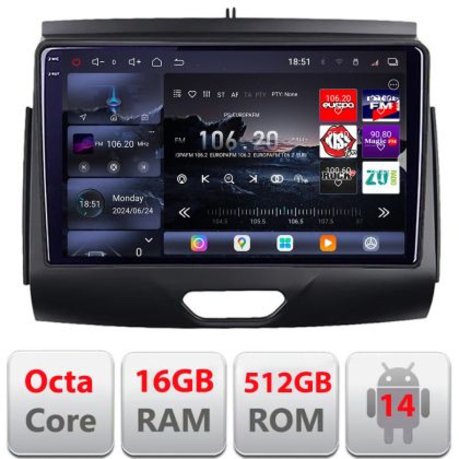 Navigatie Ford Ranger 2015- cu cd Android radio gps internet 8 core QLED 2K 16+512 360 Lenovo