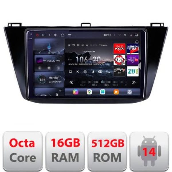 Navigatie VW Tiguan 2016- Lenovo Kit-5883 8 core QLED 2K 16+512 360 Android Waze USB Navigatie Internet Youtube Radio