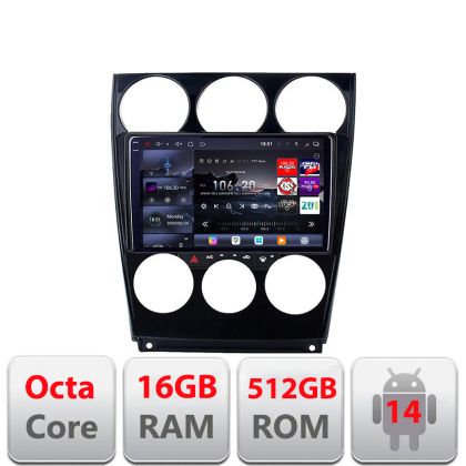 Navigatie Mazda 6 2004-2008 Lenovo Kit-944 8 core QLED 2K 16+512 360 Android Waze USB Navigatie Internet Youtube Radio