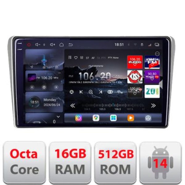 Navigatie Toyota Avensis 2003-2008 Lenovo Kit-avensis03 8 core QLED 2K 16+512 360 Android Waze USB Navigatie Internet Youtube Radio