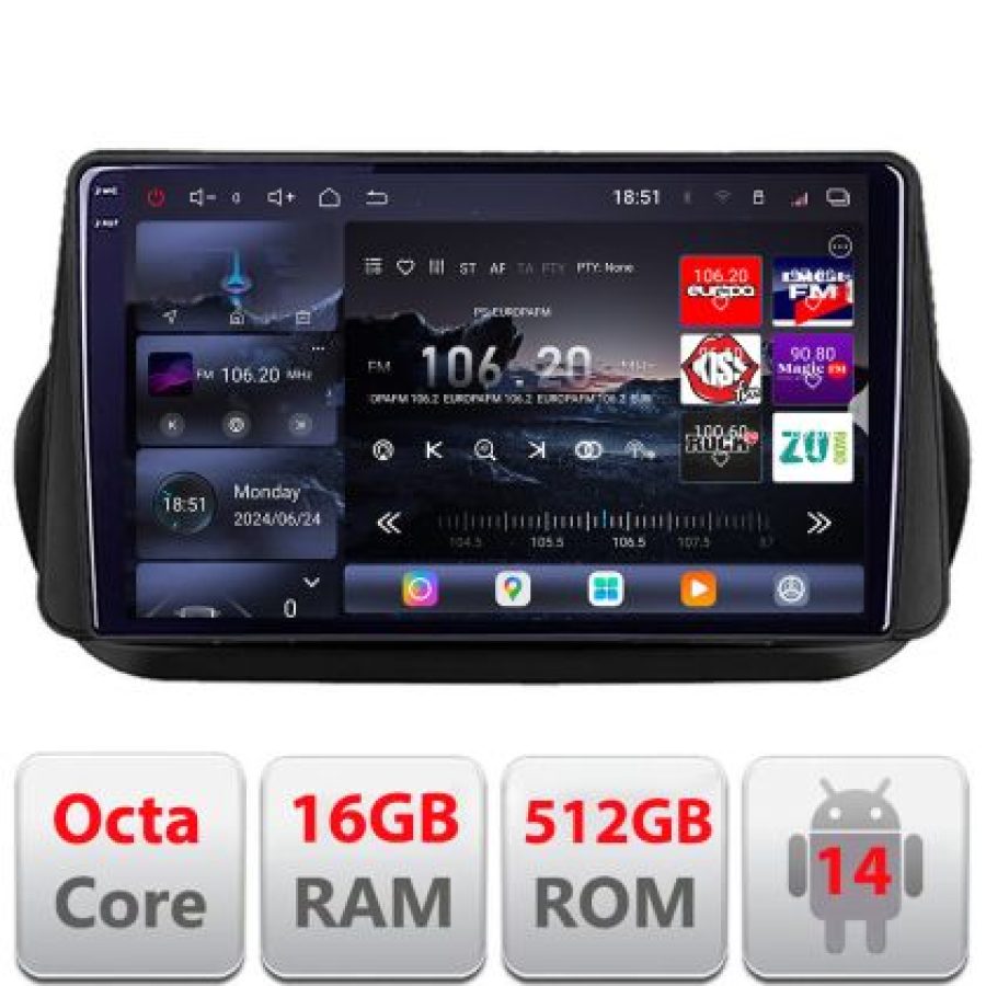 Navigatie Peugeot Bipper, Citroen Nemo, Fiat Qubo 2008-2017 Android radio gps internet 8 core QLED 2K 16+512 360 Lenovo v2