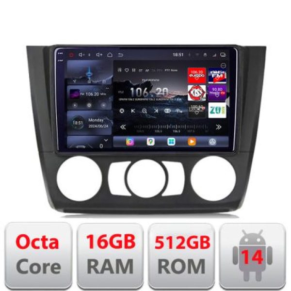 Navigatie BMW Seria 1 E87 2007-2011 clima manuala Lenovo Kit-bmw117-manual 8 core QLED 2K 16+512 360 Android Waze USB Navigatie Internet Youtub