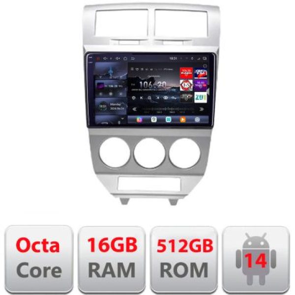 Navigatie Dodge Caliber 2006-2010 Lenovo Kit-caliber-06 8 core QLED 2K 16+512 360 Android Waze USB Navigatie Internet Youtube Radio