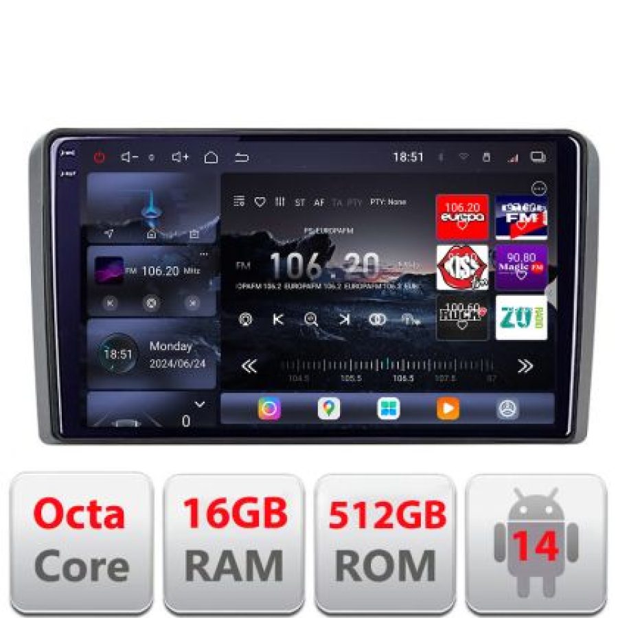 Navigatie Iveco Daily 2007-2014 Lenovo Kit-DAILY 8 core QLED 2K 16+512 360 Android Waze USB Navigatie Internet Youtube Radio