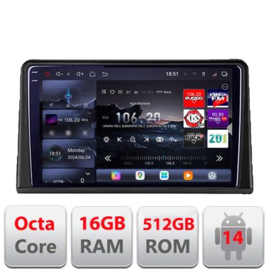 Navigatie Renault Express 2020+ Android radio gps internet 8 core QLED 2K 16+512 360 Lenovo