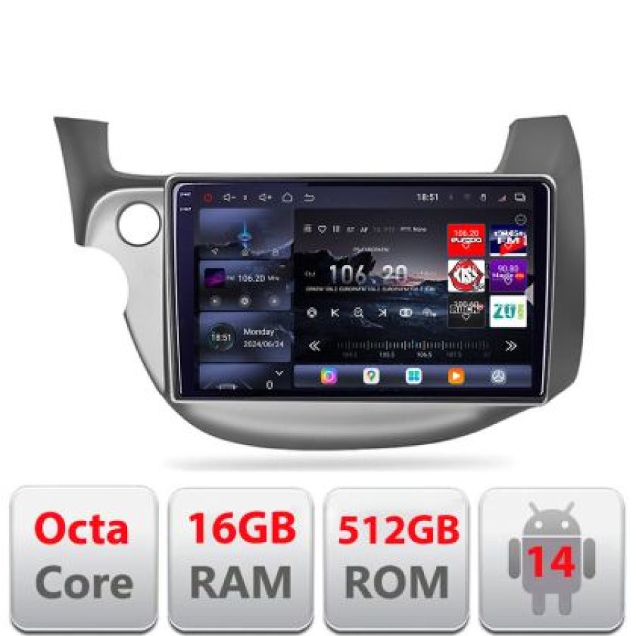 Navigatie Honda Fit 2008-2013 Android radio gps internet 8 core QLED 2K 16+512 360 Lenovo