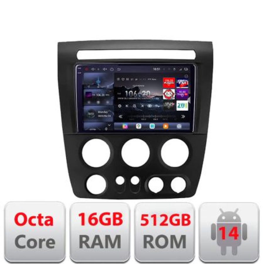 Navigatie Hummer H3 2005-2011 8 core QLED 2K 16+512 360  Android Waze USB Navigatie Internet Youtube Radio Lenovo