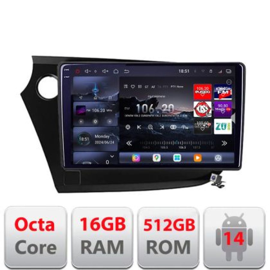 Navigatie Honda Insight 2009-2014 Lenovo Kit-insight 8 core QLED 2K 16+512 360 Android Waze USB Navigatie Internet Youtube Radio