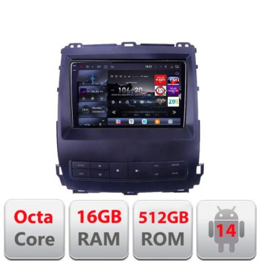 Navigatie Toyota Prado J120 2002-2009 Lenovo Kit- j120 8 core QLED 2K 16+512 360 Android Waze USB Navigatie Internet Youtube Radio