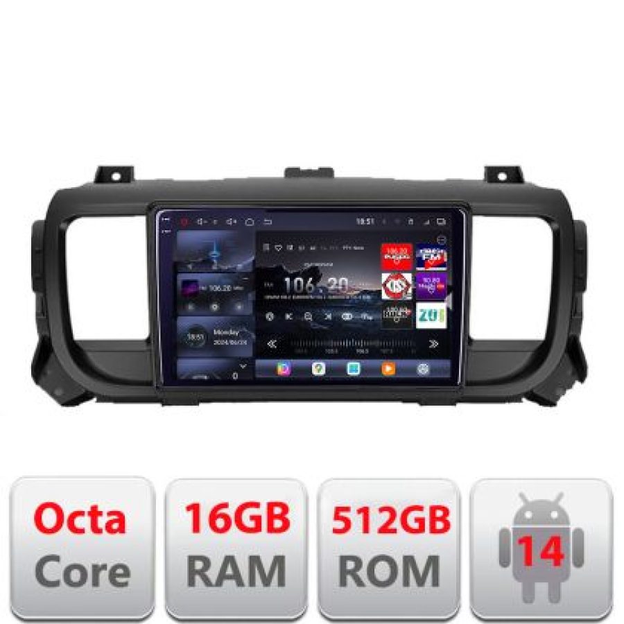 Navigatie Citroen Jumpy Toyota Proace Peugeot Traveller 2017-2022 Lenovo Kit-jumpy16 8 core QLED 2K 16+512 360 Android Waze USB Navigatie Internet Youtube v2