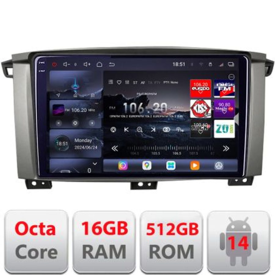 Navigatie Toyota Land Cruiser L100 2002-2006 Android radio gps internet 8 core QLED 2K 16+512 360 Lenovo