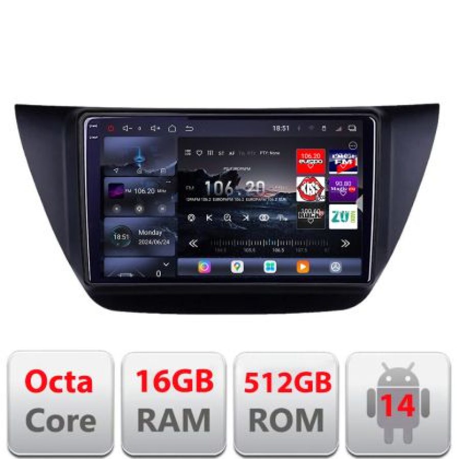 Navigatie Mitubishi Lancer 2001-2007 Lenovo Kit-LANCER07 8 core QLED 2K 16+512 360 Android Waze USB Navigatie Internet Youtube Radio