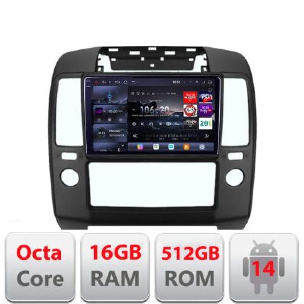 Navigatie Nissan Navara Pathfinder 2005-2010 Lenovo Kit-NAV5 8 core QLED 2K 16+512 360 Android Waze USB Navigatie Internet Youtube Radio