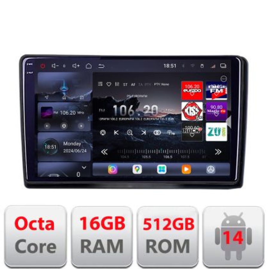 Navigatie Nissan Navara 2006-2014 Lenovo Kit-NAVARA 8 core QLED 2K 16+512 360 Android Waze USB Navigatie Internet Youtube Radio