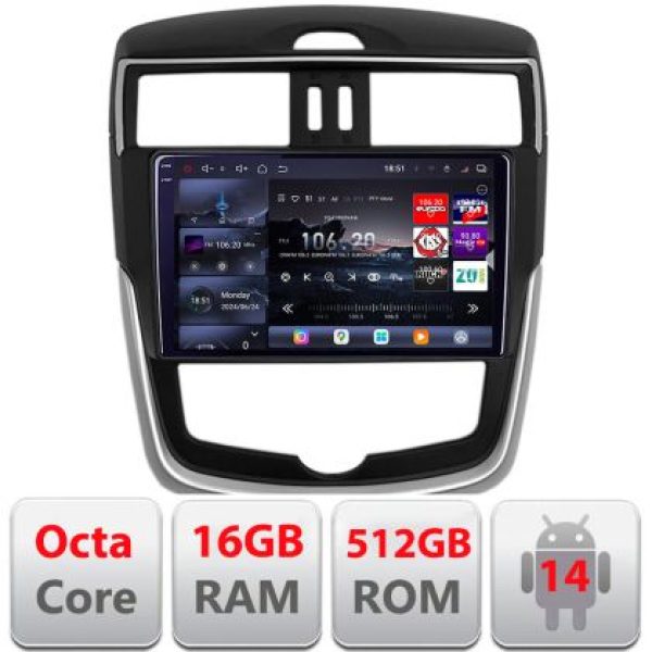 Navigatie Nissan Pulsar 2014-2018 Android radio gps internet 8 core QLED 2K 16+512 360 Lenovo