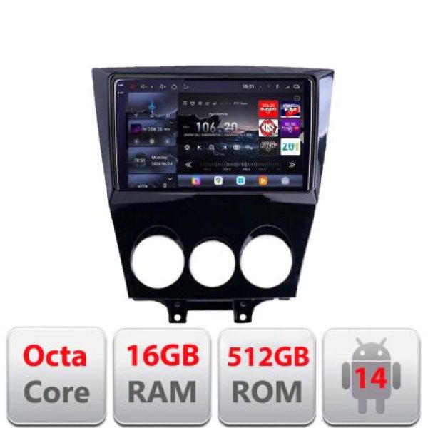 Navigatie Mazda RX8 2003-2008 Android radio gps internet 8 core QLED 2K 16+512 360 Lenovo