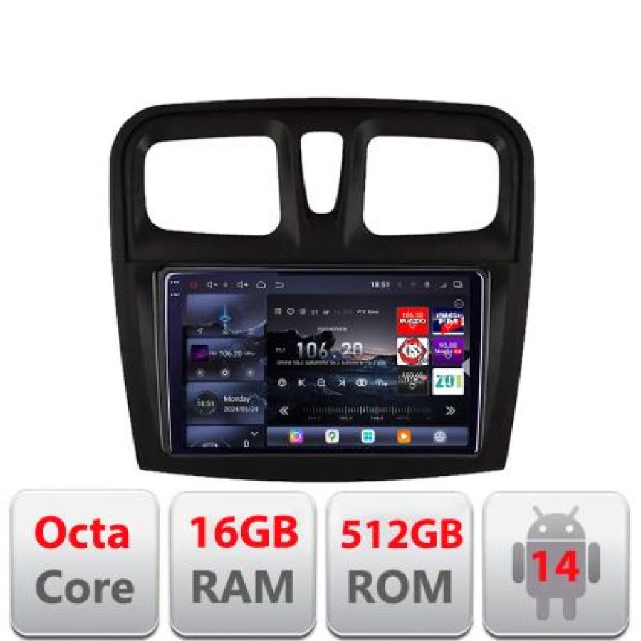 Navigatie Dacia Sandero 2012-2020 var B Android radio gps internet  8 core QLED 2K 16+512 360 Lenovo
