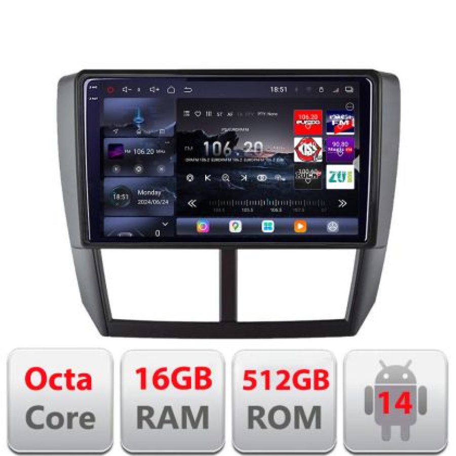 Navigatie Subaru Forester 2007-2013 Lenovo Kit-SU01 8 core QLED 2K 16+512 360 Android Waze USB Navigatie Internet Youtube Radio