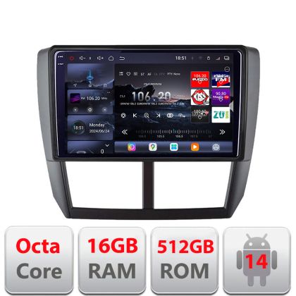 Navigatie Subaru Forester 2007-2013 Lenovo Kit-SU01 8 core QLED 2K 16+512 360 Android Waze USB Navigatie Internet Youtube Radio