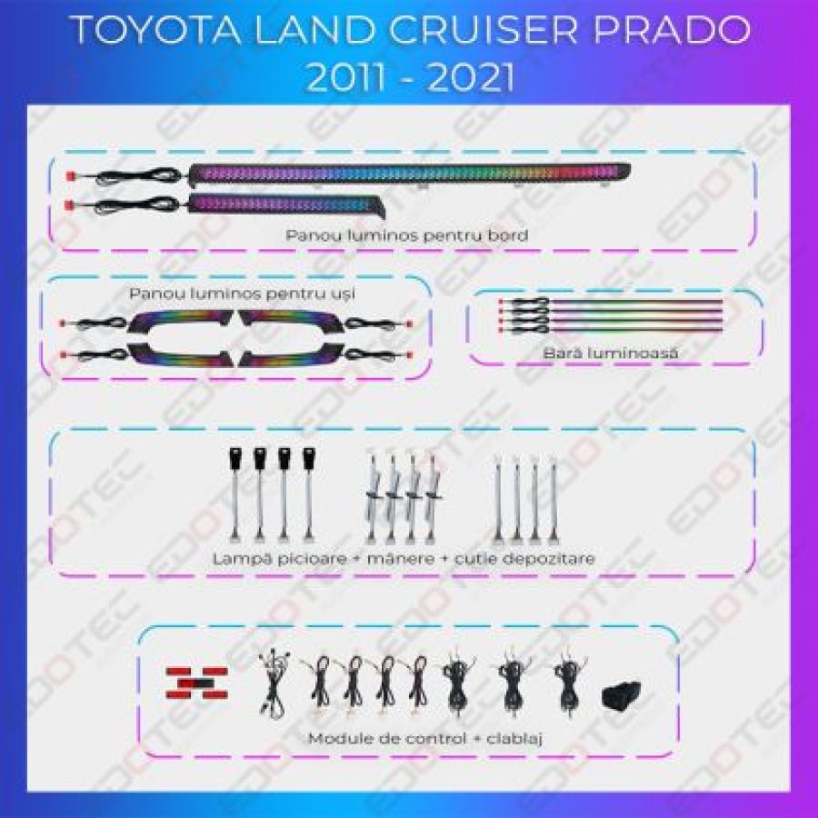Lumini ambientale Toyota Prado 2011-2021 set complet control telefon sau sistem original - imagine 2