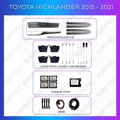 Lumini ambientale Toyota Highlander 2015-2021 set complet control telefon sau sistem original - imagine 2