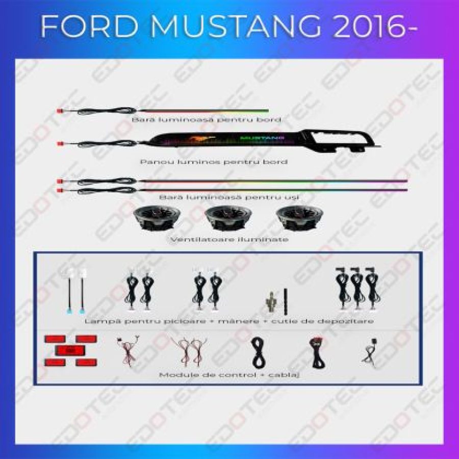 Lumini ambientale Ford Mustang 2016-2020 set complet control telefon sau sistem original - imagine 4