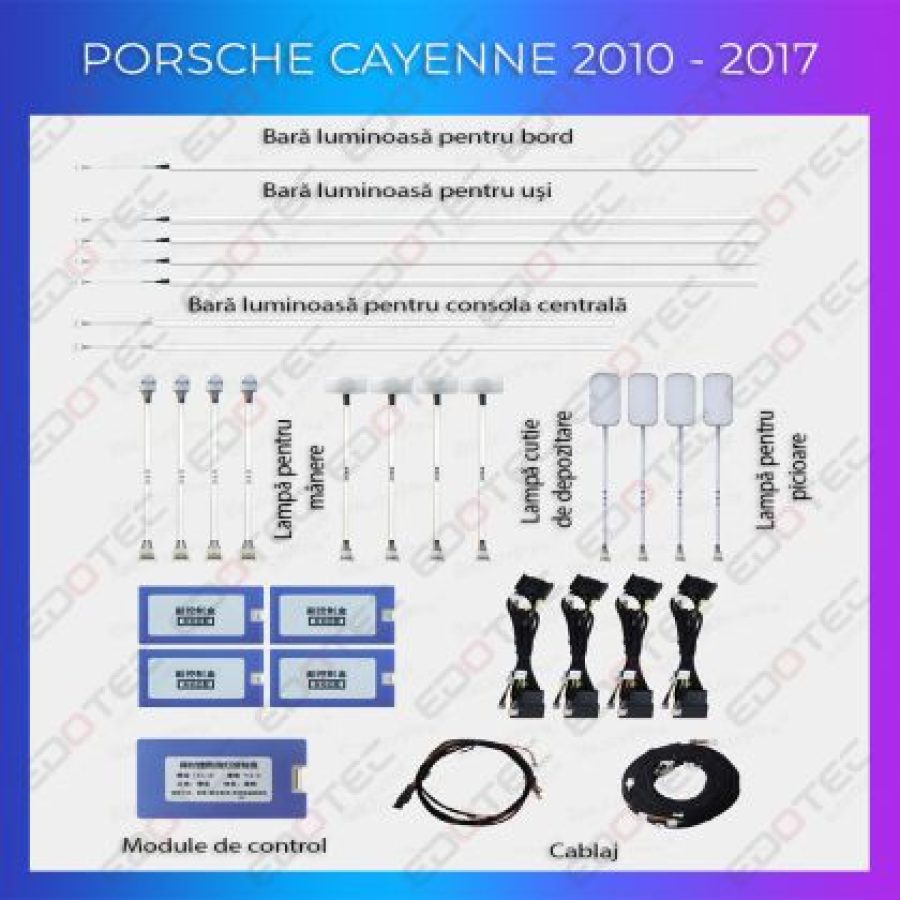 Lumini ambientale Porsche 2010-2017 set complet control telefon sau sistem original - imagine 2