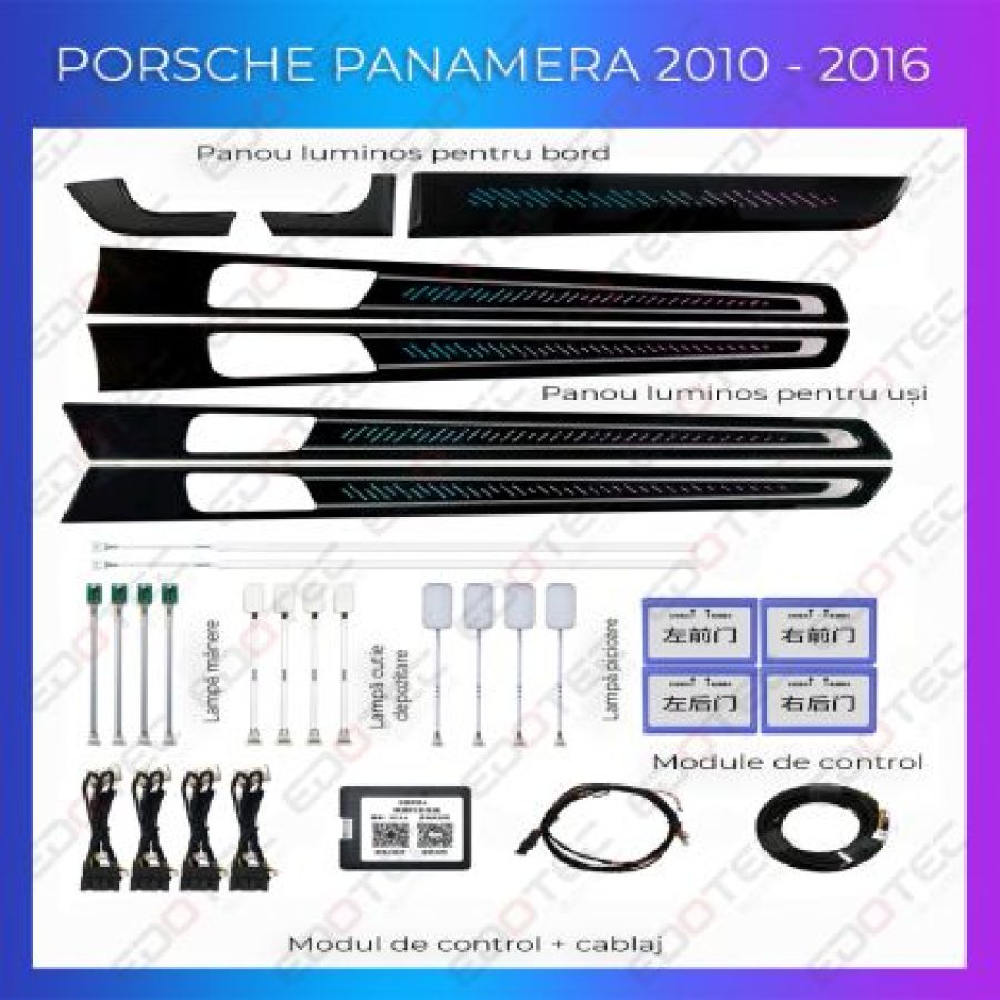Lumini ambientale Porsche Panamera 2010-2016 set complet cu trimuri control telefon sau sistem original - imagine 2