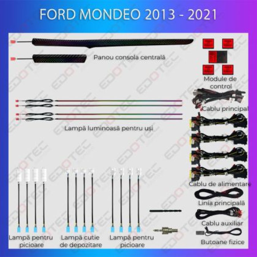 Lumini ambientale FORD Mondeo 2013 - 2021 set complet control telefon sau sistem original - imagine 4