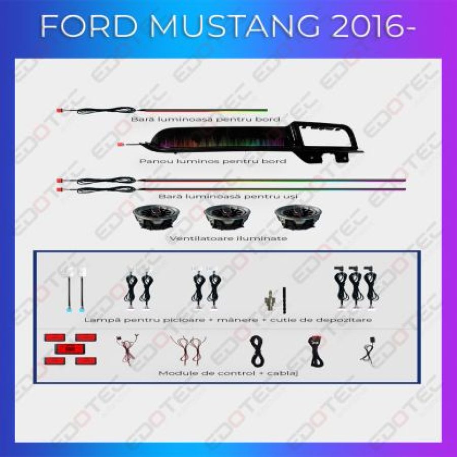 Lumini ambientale Ford Mustang 2016-2020 set complet control telefon sau sistem original - imagine 5