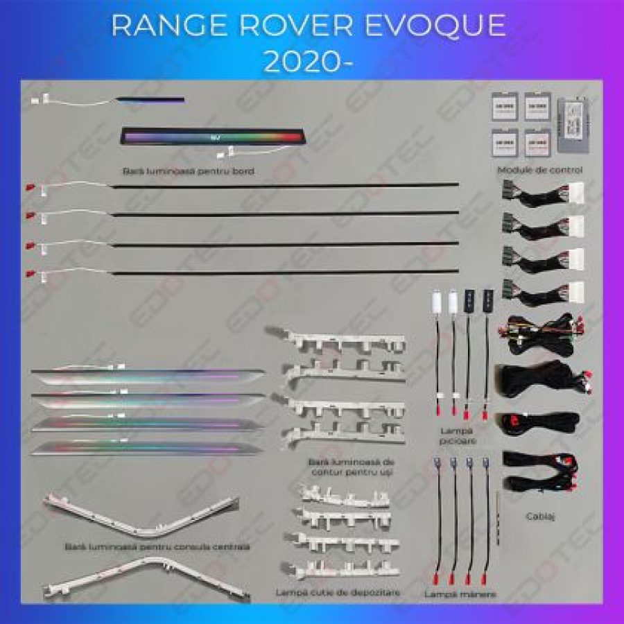 Lumini ambientale Range Rover Evoque 2020- set complet control telefon sau sistem original - imagine 2