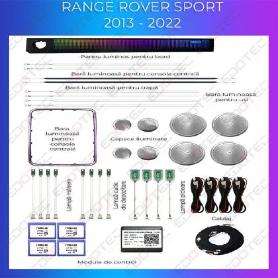 Lumini ambientale Range Rover Sport 2013-2022 set complet control telefon sau sistem original - imagine 4