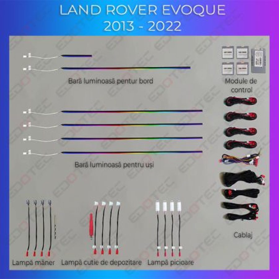 Lumini ambientale Range Rover Evoque 2013-2022 set complet control telefon sau sistem original - imagine 4