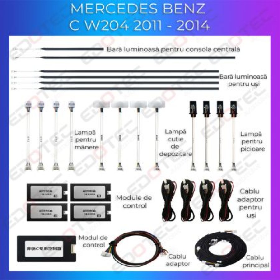Lumini ambientale Mercedes W204 2011-2014 dedicat ventilator iluminat control telefon sau sistem original - imagine 2