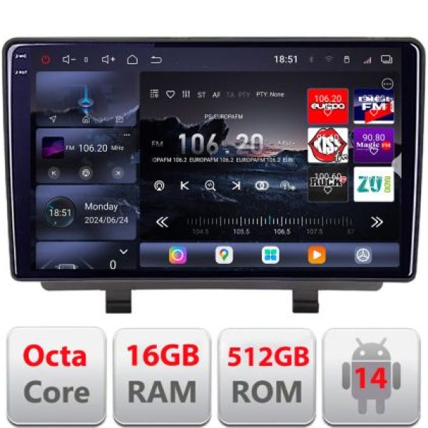 Navigatie Opel Zafira C 2011-2019 Qled 2K Octa Core 16+512 LTE 4G DSP Wifi 5Ghz android auto carplay radio gps internet KIT-zafira-c+EDT-E809-2K