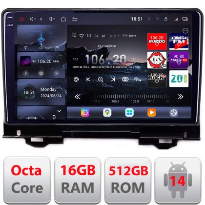 Navigatie Honda HR-V 2022- Qled 2K Octa Core 16+512 LTE 4G DSP Wifi 5Ghz android auto carplay radio gps internet kit-hr-v2022+EDT-E810-2K