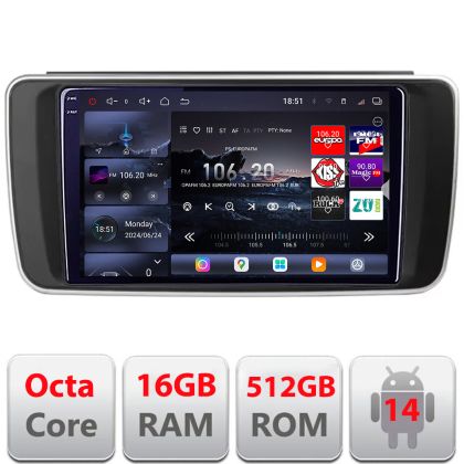 Navigatie Nissan Leaf 2018-2024 Qled 2K Octa Core 16+512 LTE 4G DSP Wifi 5Ghz android auto carplay radio gps internet kit-leaf+EDT-E809-2K