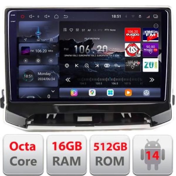 Navigatie Jeep Compass 2021- Qled 2K Octa Core 16+512 LTE 4G DSP Wifi 5Ghz android auto carplay radio gps internet kit-compass2021+EDT-E810-2K