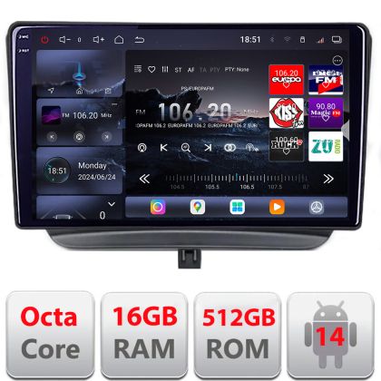 Navigatie Ford Turneo Courier Transit Courier 2014-2021 Qled 2K Octa Core 16+512 LTE 4G DSP Wifi 5Ghz android auto carplay radio gps internet kit-turneo+EDT-E809-2K