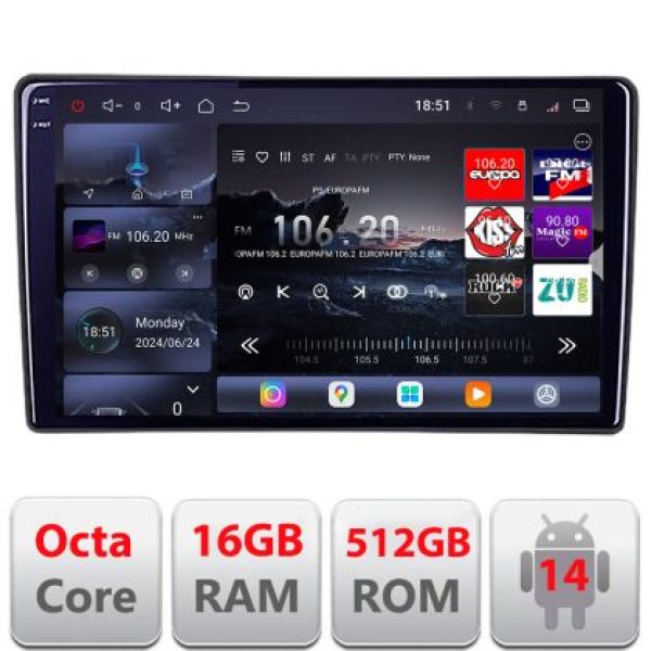 Navigatie Alfa Romeo Giulietta 2014-2020 Qled 2K Octa Core 16+512 LTE 4G DSP Wifi 5Ghz android auto carplay radio gps internet kit-giulietta-facelift+EDT-E809-2K