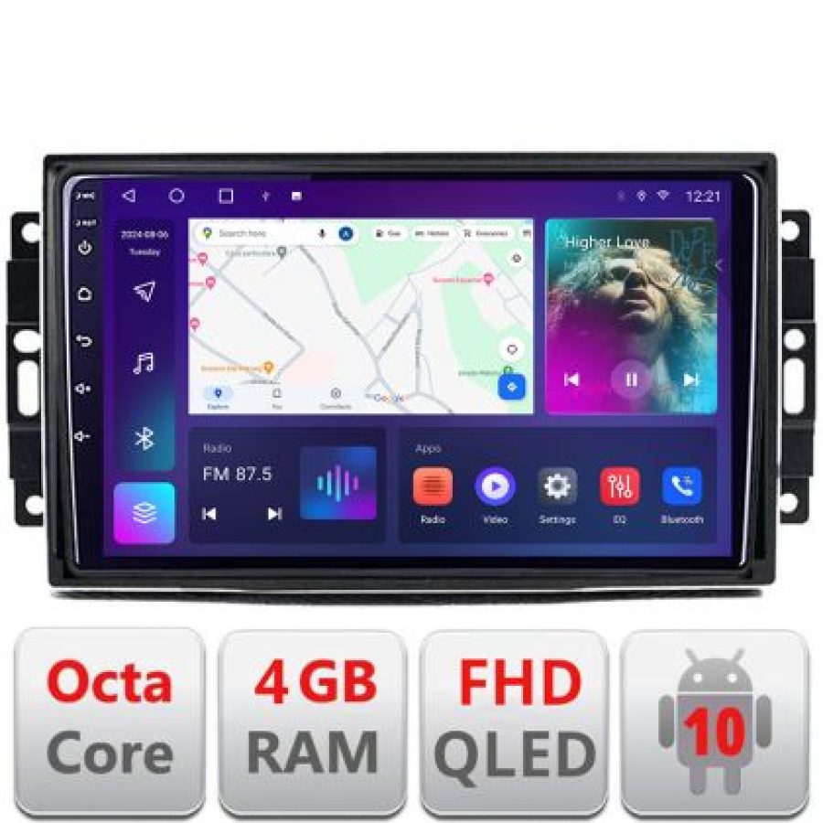 Navigatie Chrysler Jeep B-202 Android Ecran QLED octa core 4+64 carplay android auto KIT-202+EDT-E310V3 v2 - imagine 3