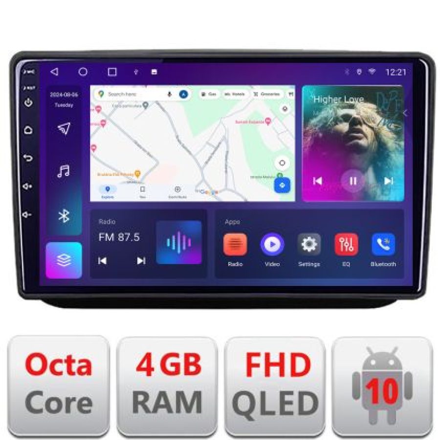Navigatie Skoda Fabia 2 2009-2014 Android Ecran QLED octa core 4+64 carplay android auto KIT-fabia2+EDT-E310V3 - imagine 3