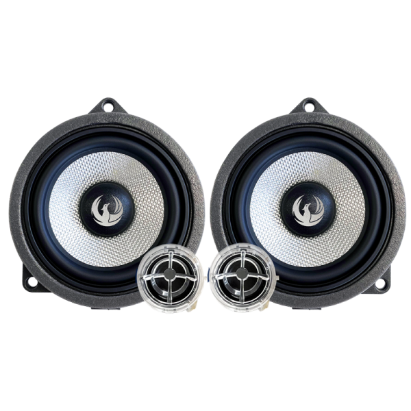 Kit Difuzoare pe 2 căi BMW 4” (100 mm) cu filtru și cabluri plug & play 60W RMS/120W MAX 4Ohm Phoenix Gold ZDSB100CS v2